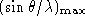 $(\sin\theta/\lambda)_\mathrm{max}$